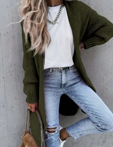 Cardigan lung Shein, kaki