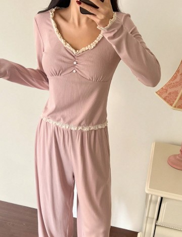 Compleu pijamale Shein DAZY, roz