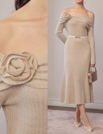 Rochie midi Shein MOTF, bej
