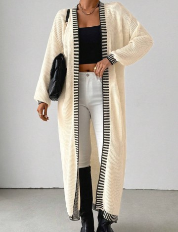 Cardigan lung Shein, crem