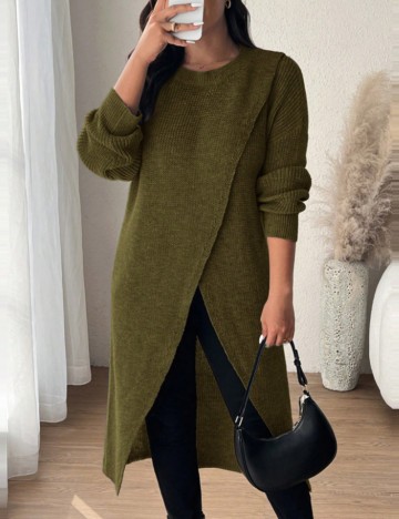 Pulover lung Shein Curve+, verde