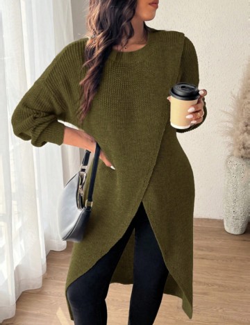 Pulover lung Shein Curve+, verde