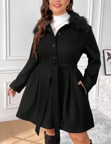 Palton Shein Curve+, negru