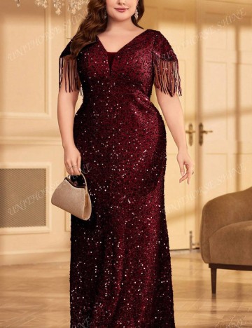Rochie de ocazie Shein Curve+ UNITHORSE, vișiniu