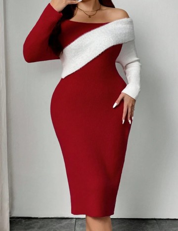 Rochie midi Shein Curve+, roșu