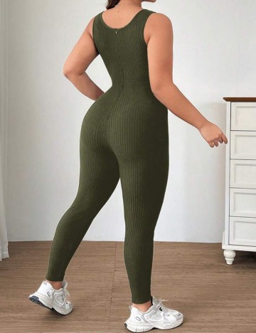 Salopetă lungă Shein Curve+, kaki