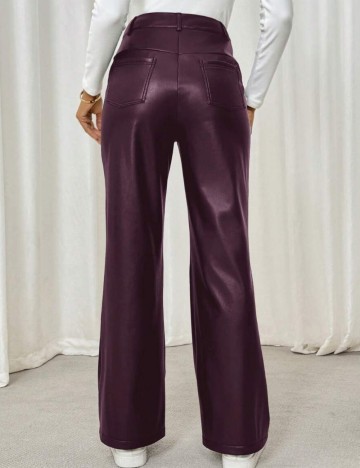 Pantaloni imitație din piele Shein, vișiniu