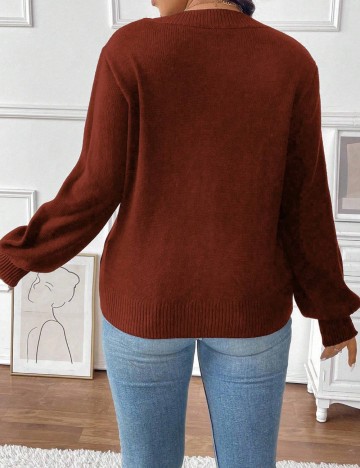 Pulover Shein Curve+, cărămiziu