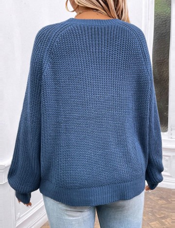 Pulover Shein Curve+, albastru