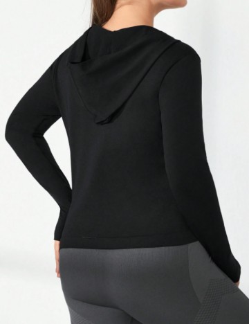 Hanorac Cu Fermoar Shein Curve+, negru