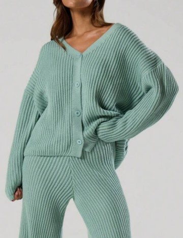 Pulover cu nasturi Shein MUSERA, turcoaz