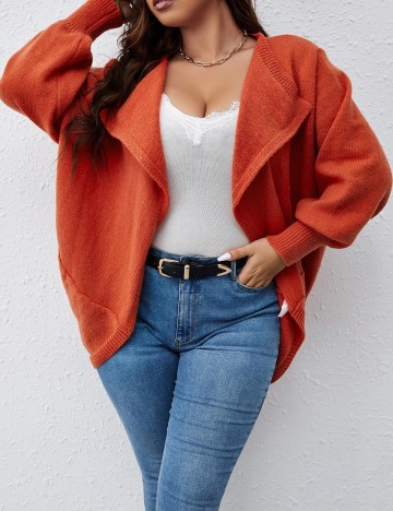 Cardigan Shein Curve+, portocaliu