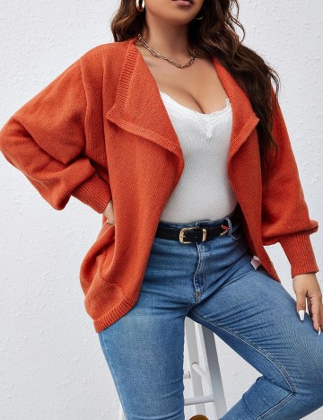 Cardigan Shein Curve+, portocaliu