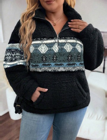Pulover Shein Curve+, negru