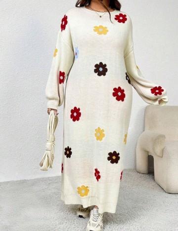 Rochie maxi Shein Curve+, crem