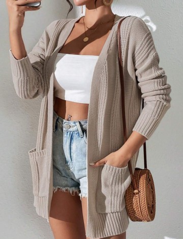 Cardigan lung Shein, bej