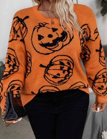 Pulover Shein Curve+, portocaliu