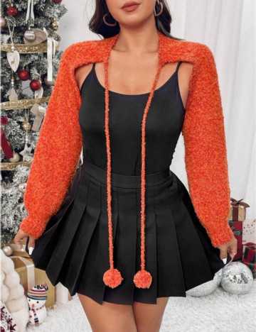 Cardigan Shein Curve+, portocaliu