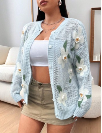 Cardigan Shein Curve+, albastru