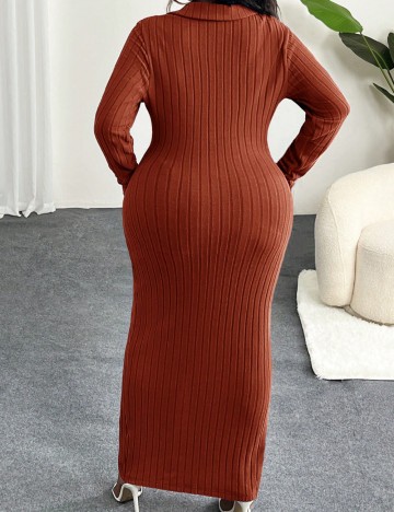 Rochie midi Shein Curve+, cărămiziu