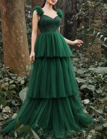 Rochie de ocazie Shein FAERIESTY, verde