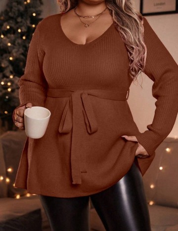 Pulover Shein Curve+, maro