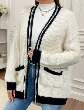 Cardigan Shein Curve+, crem