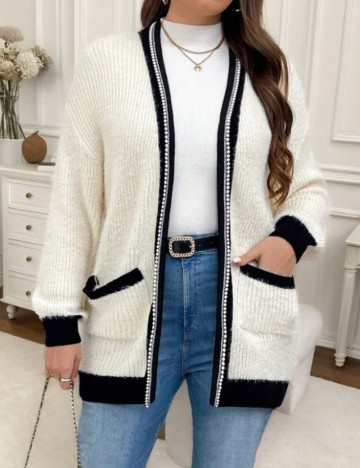 Cardigan Shein Curve+, crem