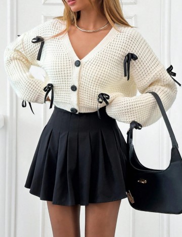 Pulover cu nasturi Shein, crem