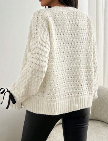 Pulover cu nasturi Shein, crem