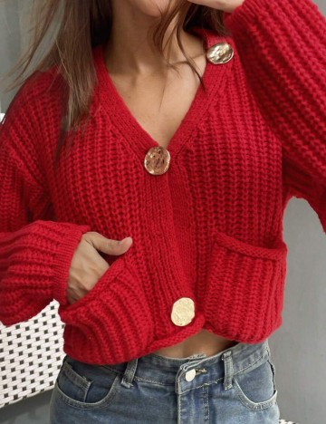 Set top si cardigan Shein, roșu