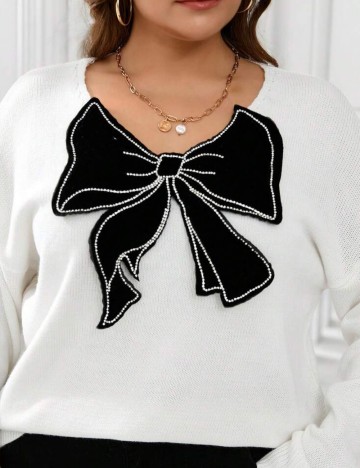Pulover Shein Curve+, alb