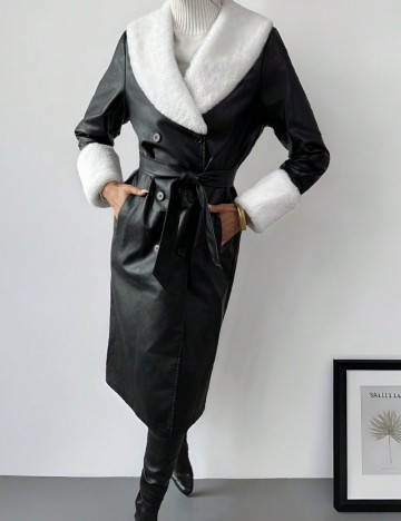 Trench imitație de piele Shein, mix culori