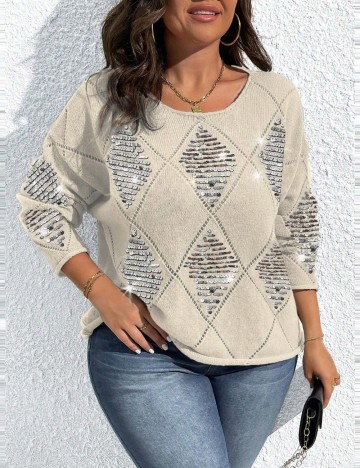 Pulover Shein Curve+, crem