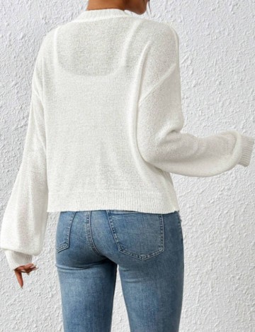 Set top si cardigan Shein, alb