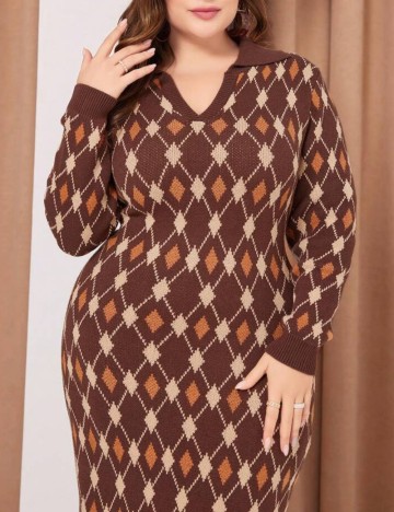 Rochie midi Shein Curve+, mix culori