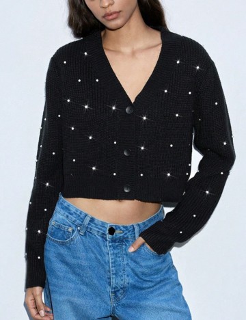 Pulover cu nasturi Shein, negru