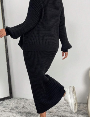 Fustă midi Shein Curve+, negru