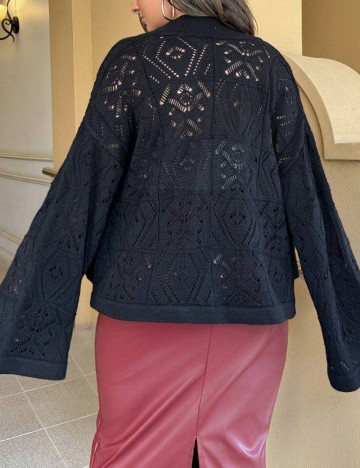 Bluză cu nasturi Shein Curve+, negru