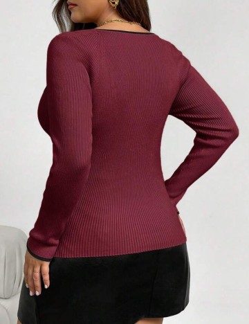 Pulover Shein Curve+, vișiniu