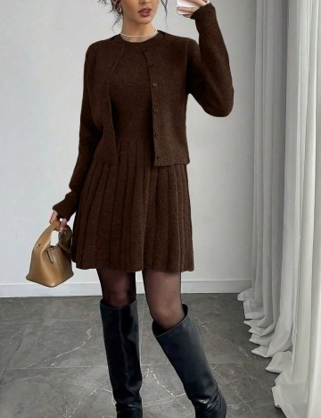 Set Rochie și Cardigan Shein, maro