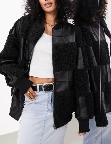 Geacă Imitație Piele ASOS, negru