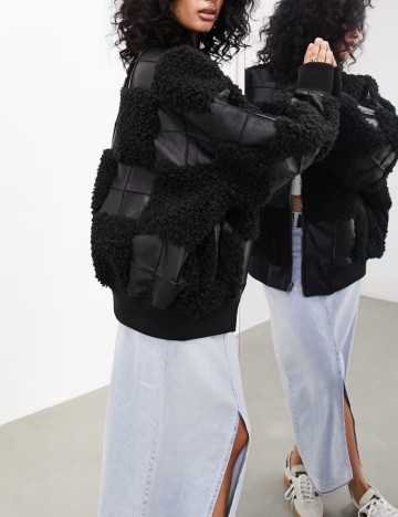 Geacă Imitație Piele ASOS, negru