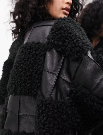 Geacă Imitație Piele ASOS, negru