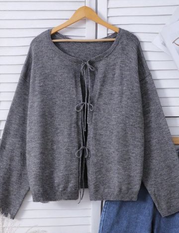 Cardigan Shein Curve+, gri