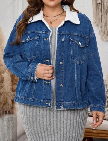 Jachetă De Blugi Shein Curve+, albastru
