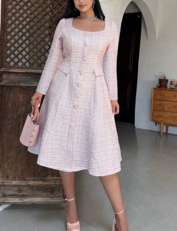 Rochie midi Shein Curve+, roz
