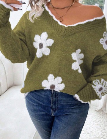 Pulover Shein Curve+, verde