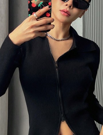 Bluză cu fermoar Shein DAZY, negru