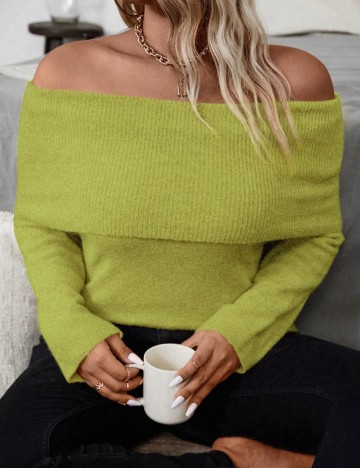 Pulover Shein Curve+, verde
